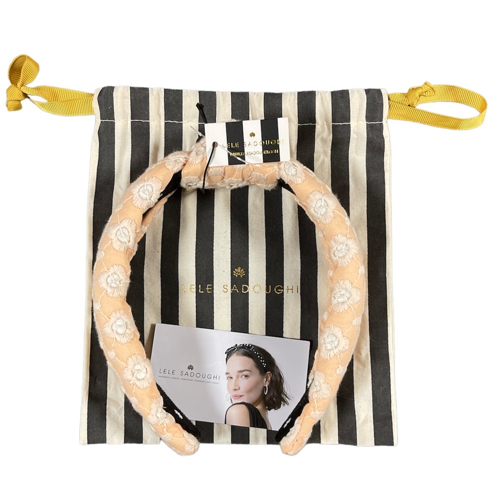 Lele Sadoughi Daisy Eyelet Knotted headband New with tag and bag Peach colour